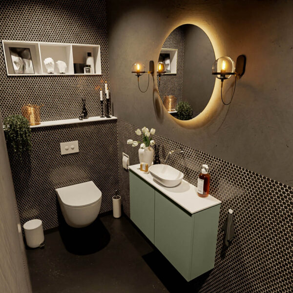 MONDIAZ FOWY toiletmeubel 80cm kleur army. Waskom positie midden kleur talc | talc. Zonder kraangat