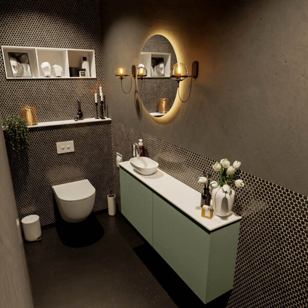 MONDIAZ FOWY toiletmeubel 120cm kleur army. Waskom positie links kleur talc | talc. Met 1 kraangat