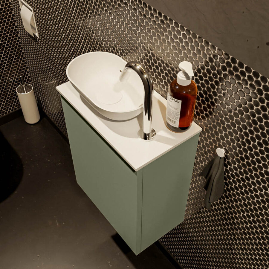 MONDIAZ FOWY toiletmeubel 40cm kleur army. Waskom positie links kleur talc | talc. Met 1 kraangat - Afbeelding 3