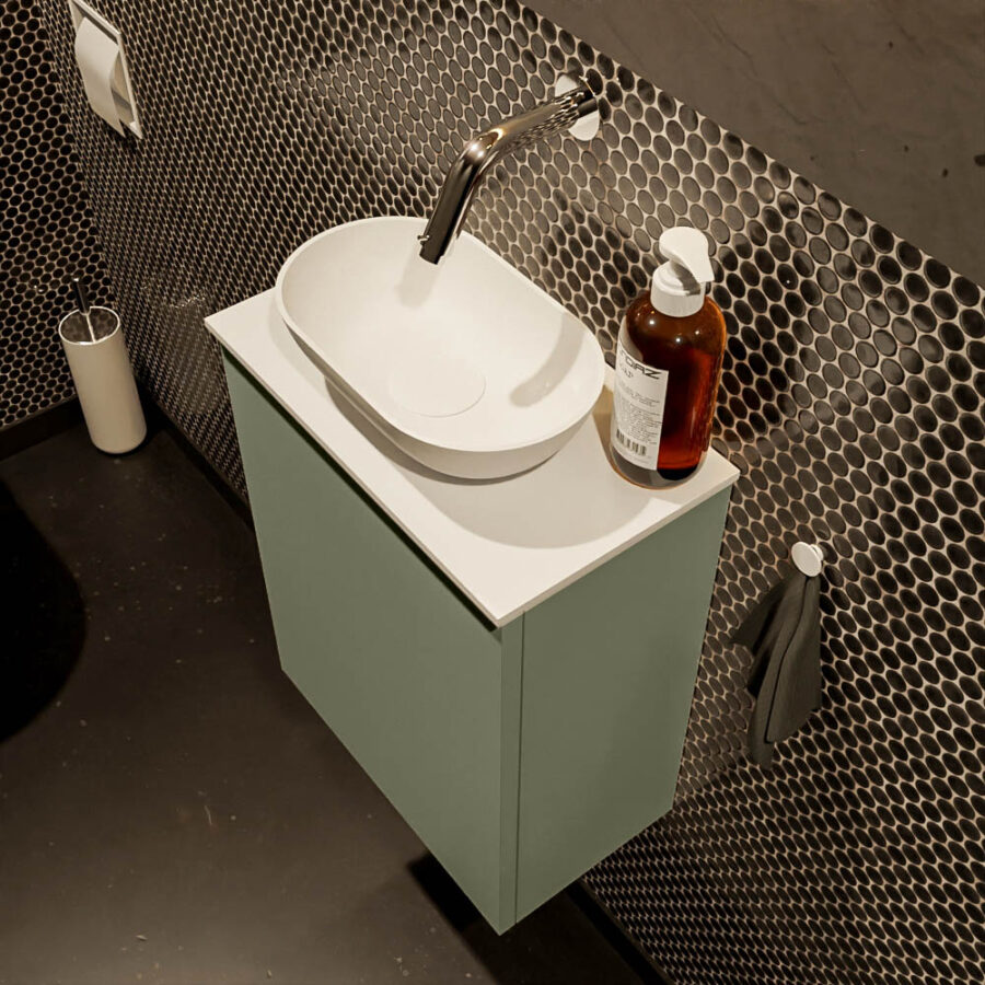 MONDIAZ FOWY toiletmeubel 40cm kleur army. Waskom positie midden kleur talc | talc. Zonder kraangat - Afbeelding 3