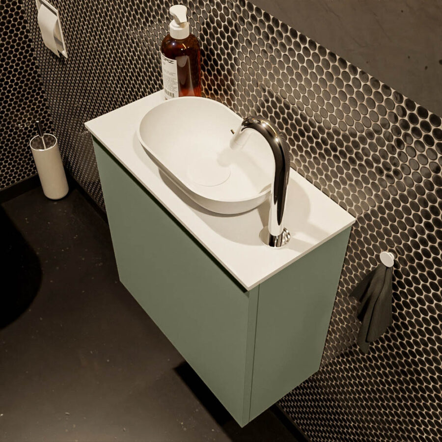 MONDIAZ FOWY toiletmeubel 50cm kleur army. Waskom positie rechts kleur talc | talc. Met 1 kraangat - Afbeelding 3