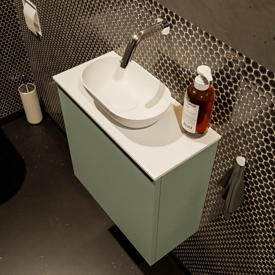 MONDIAZ FOWY toiletmeubel 50cm kleur army. Waskom positie midden kleur talc | talc. Zonder kraangat - Afbeelding 3