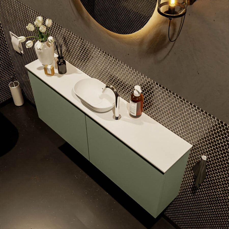 MONDIAZ FOWY toiletmeubel 120cm kleur army. Waskom positie midden kleur talc | talc. Met 1 kraangat - Afbeelding 3