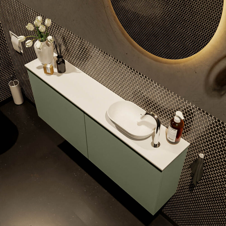 MONDIAZ FOWY toiletmeubel 120cm kleur army. Waskom positie rechts kleur talc | talc. Met 1 kraangat - Afbeelding 3