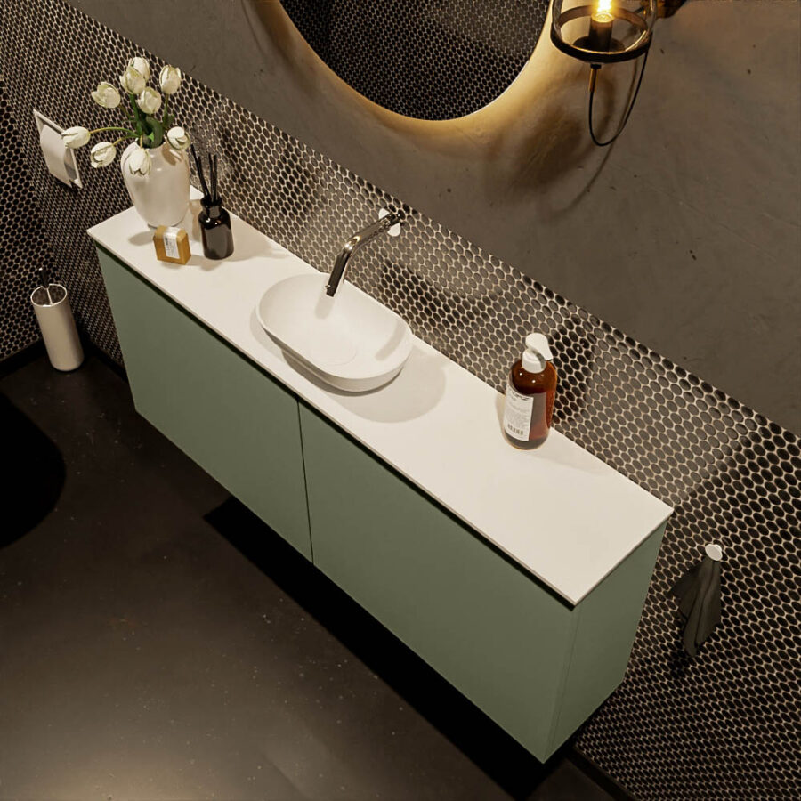 MONDIAZ FOWY toiletmeubel 120cm kleur army. Waskom positie midden kleur talc | talc. Zonder kraangat - Afbeelding 3