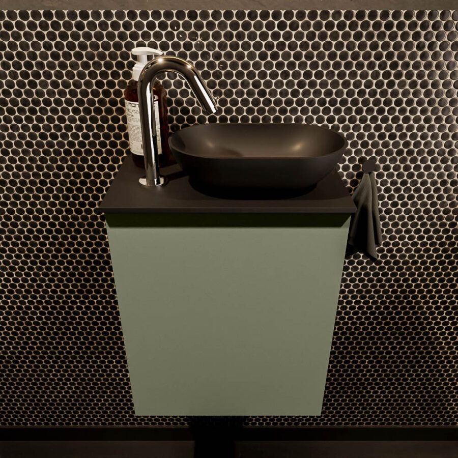 MONDIAZ FOWY toiletmeubel 40cm kleur army. Waskom positie rechts kleur urban | urban. Met 1 kraangat - Afbeelding 2