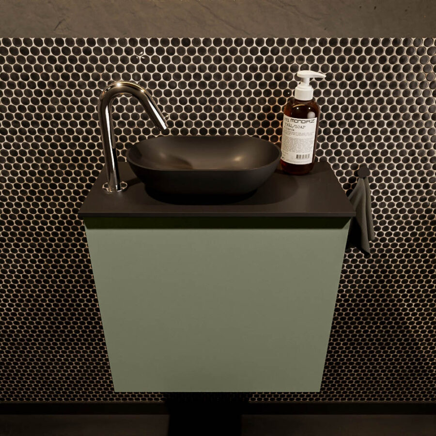 MONDIAZ FOWY toiletmeubel 50cm kleur army. Waskom positie links kleur urban | urban. Met 1 kraangat - Afbeelding 2