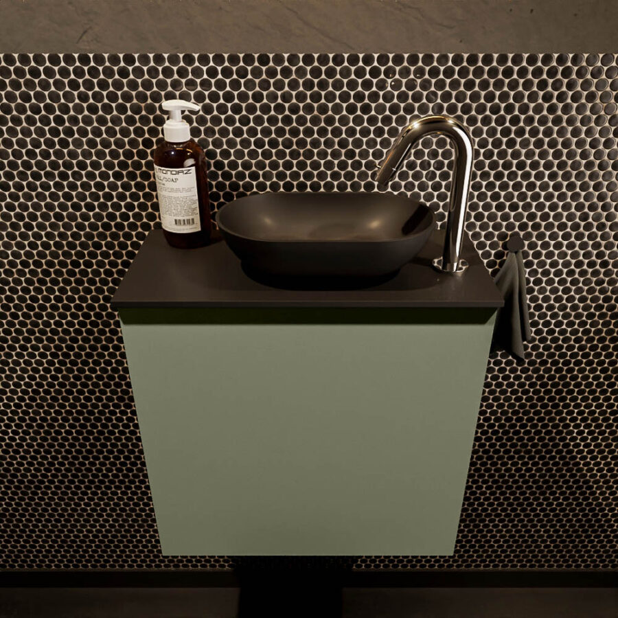 MONDIAZ FOWY toiletmeubel 50cm kleur army. Waskom positie rechts kleur urban | urban. Met 1 kraangat - Afbeelding 2