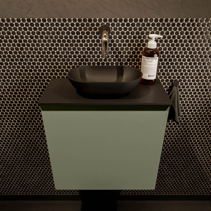 MONDIAZ FOWY toiletmeubel 50cm kleur army. Waskom positie midden kleur urban | urban. Zonder kraangat - Afbeelding 2