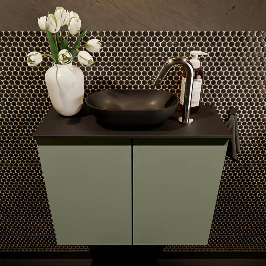MONDIAZ FOWY toiletmeubel 60cm kleur army. Waskom positie midden kleur urban | urban. Met 1 kraangat - Afbeelding 2