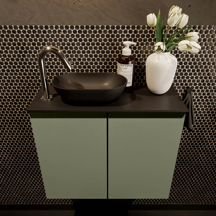 MONDIAZ FOWY toiletmeubel 60cm kleur army. Waskom positie links kleur urban | urban. Met 1 kraangat - Afbeelding 2