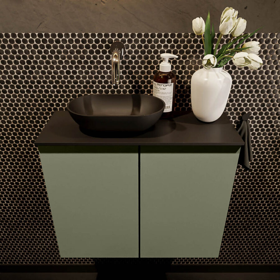 MONDIAZ FOWY toiletmeubel 60cm kleur army. Waskom positie links kleur urban | urban. Zonder kraangat - Afbeelding 2