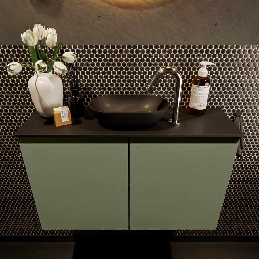 MONDIAZ FOWY toiletmeubel 80cm kleur army. Waskom positie midden kleur urban | urban. Met 1 kraangat - Afbeelding 2