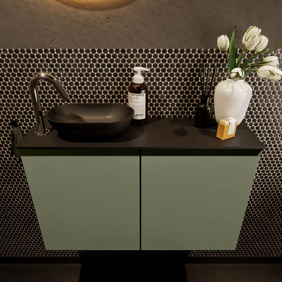 MONDIAZ FOWY toiletmeubel 80cm kleur army. Waskom positie links kleur urban | urban. Met 1 kraangat - Afbeelding 2