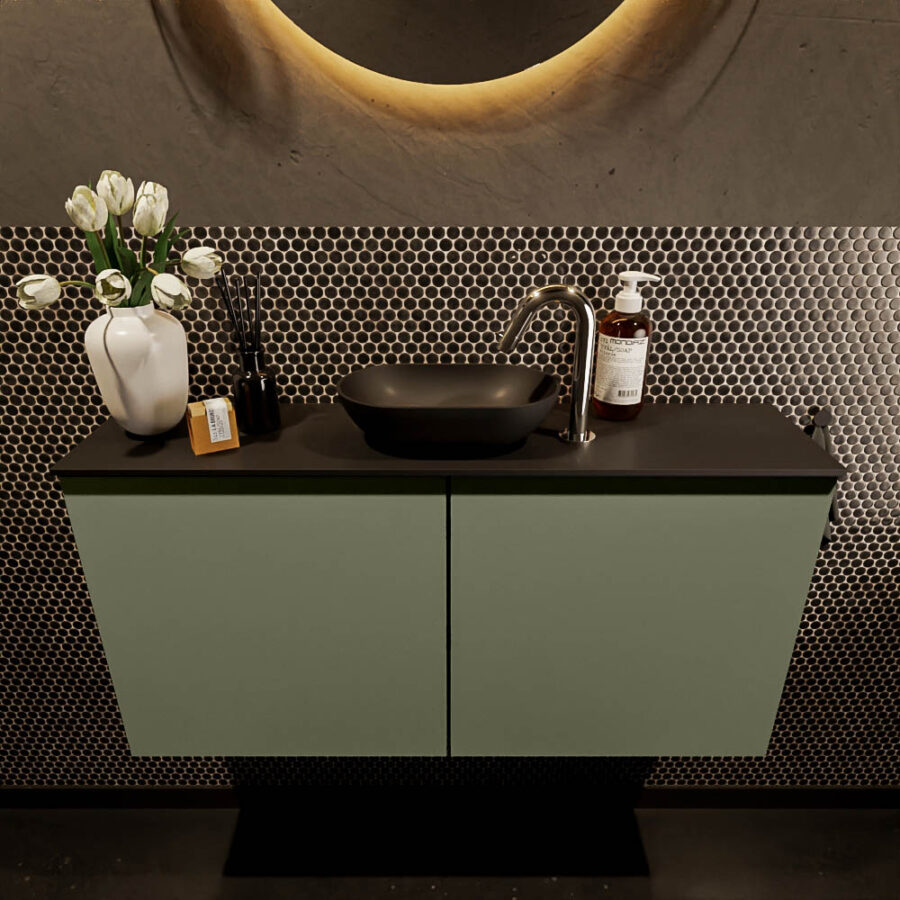 MONDIAZ FOWY toiletmeubel 100cm kleur army. Waskom positie midden kleur urban | urban. Met 1 kraangat - Afbeelding 2