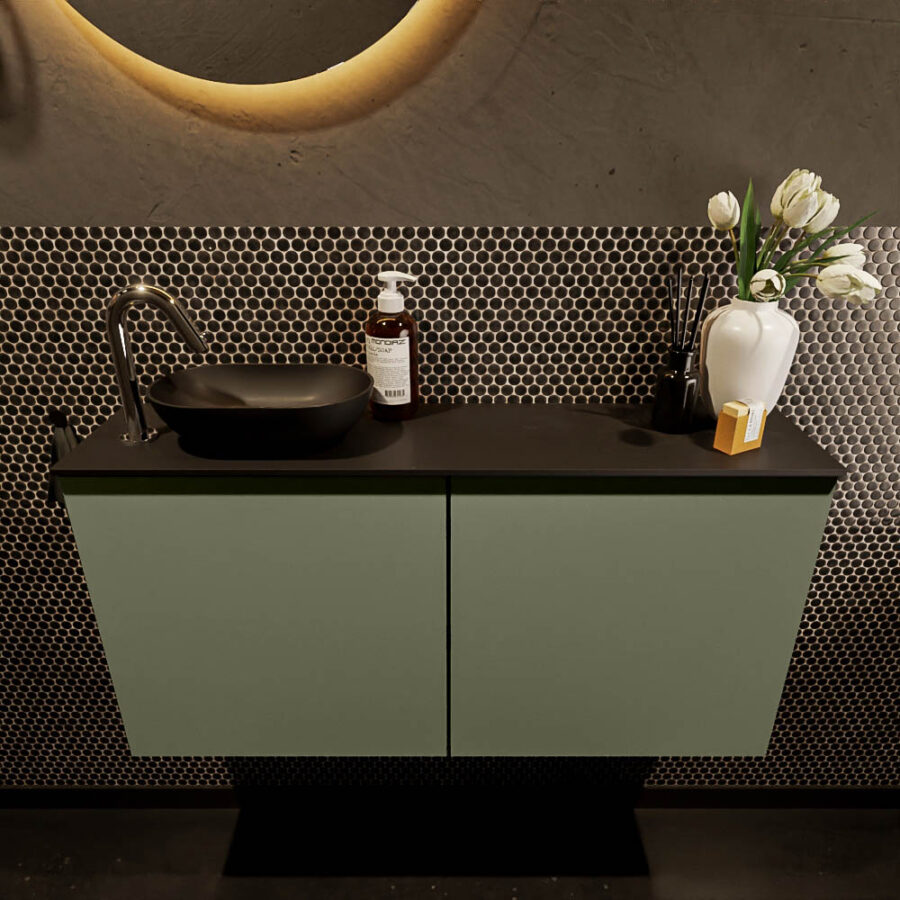 MONDIAZ FOWY toiletmeubel 100cm kleur army. Waskom positie links kleur urban | urban. Met 1 kraangat - Afbeelding 2