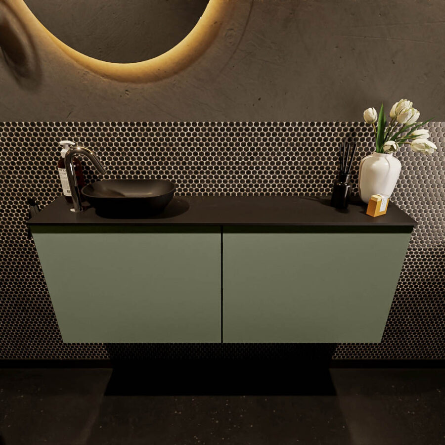 MONDIAZ FOWY toiletmeubel 120cm kleur army. Waskom positie links kleur urban | urban. Met 1 kraangat - Afbeelding 2