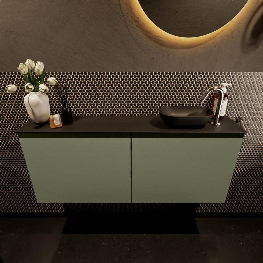 MONDIAZ FOWY toiletmeubel 120cm kleur army. Waskom positie rechts kleur urban | urban. Met 1 kraangat - Afbeelding 2