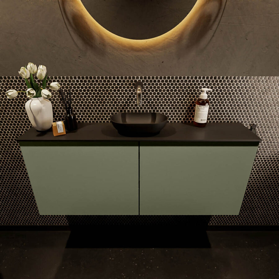 MONDIAZ FOWY toiletmeubel 120cm kleur army. Waskom positie midden kleur urban | urban. Zonder kraangat - Afbeelding 2
