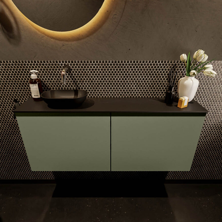MONDIAZ FOWY toiletmeubel 120cm kleur army. Waskom positie links kleur urban | urban. Zonder kraangat - Afbeelding 2