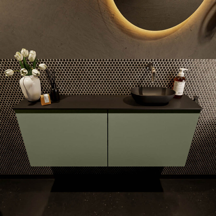 MONDIAZ FOWY toiletmeubel 120cm kleur army. Waskom positie rechts kleur urban | urban. Zonder kraangat - Afbeelding 2