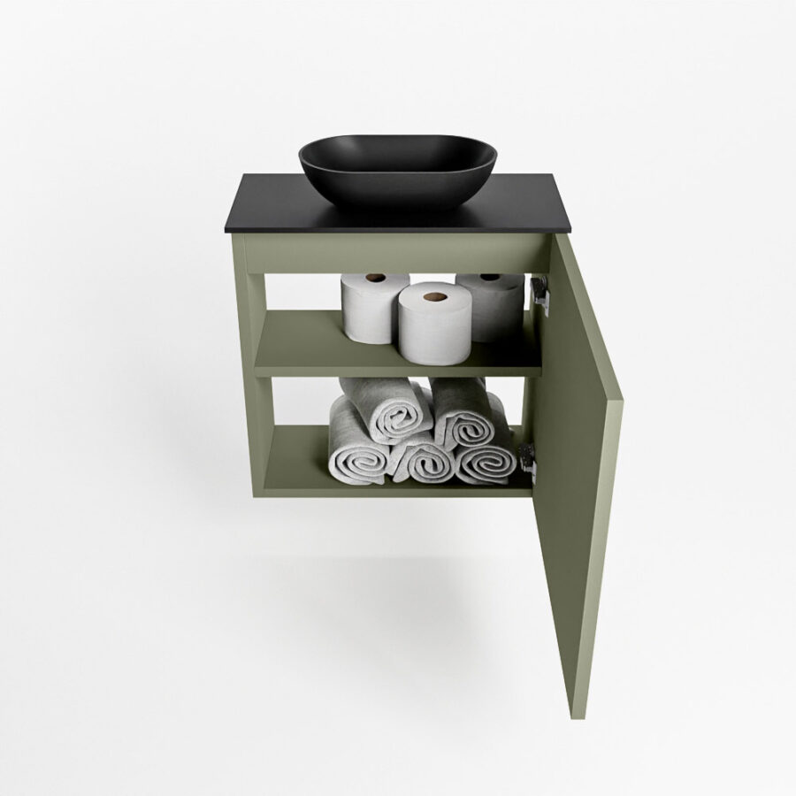 MONDIAZ FOWY toiletmeubel 50cm kleur army. Waskom positie midden kleur urban | urban. Zonder kraangat - Afbeelding 8