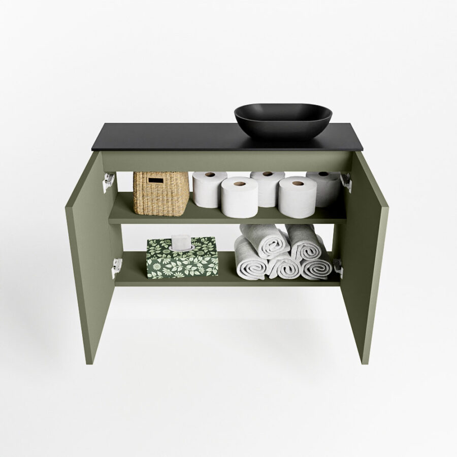 MONDIAZ FOWY toiletmeubel 80cm kleur army. Waskom positie rechts kleur urban | urban. Zonder kraangat - Afbeelding 8