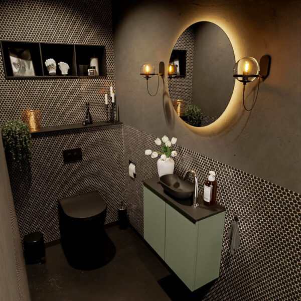 MONDIAZ FOWY toiletmeubel 60cm kleur army. Waskom positie midden kleur urban | urban. Met 1 kraangat