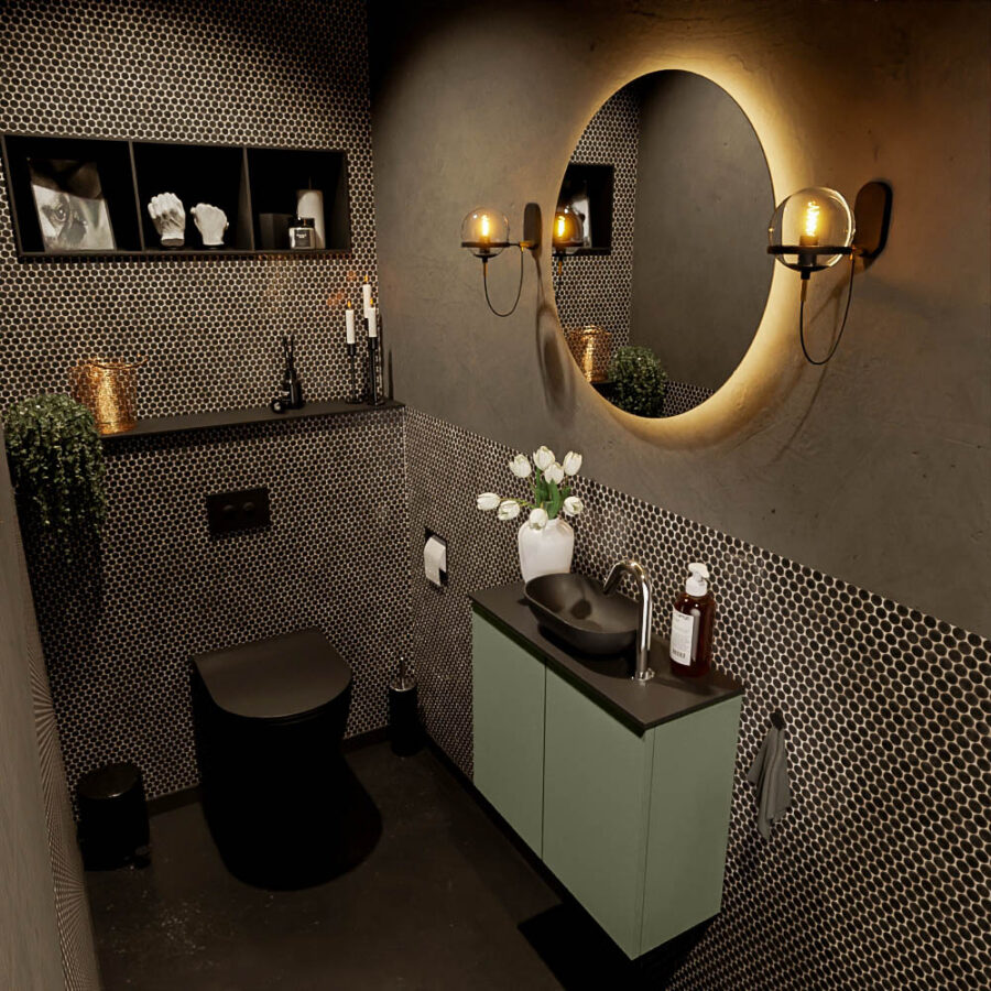 MONDIAZ FOWY toiletmeubel 60cm kleur army. Waskom positie midden kleur urban | urban. Met 1 kraangat