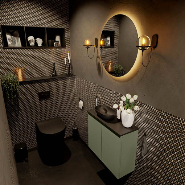MONDIAZ FOWY toiletmeubel 60cm kleur army. Waskom positie links kleur urban | urban. Met 1 kraangat