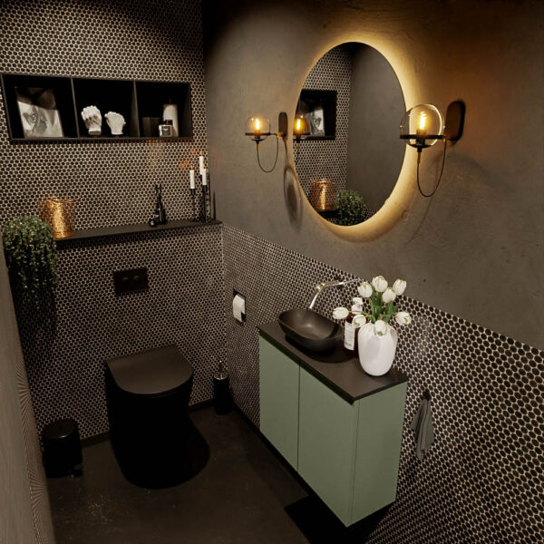 MONDIAZ FOWY toiletmeubel 60cm kleur army. Waskom positie links kleur urban | urban. Zonder kraangat
