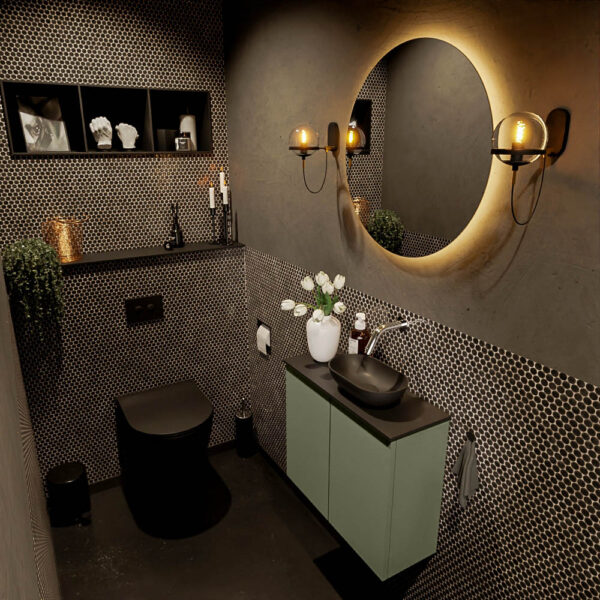 MONDIAZ FOWY toiletmeubel 60cm kleur army. Waskom positie rechts kleur urban | urban. Zonder kraangat