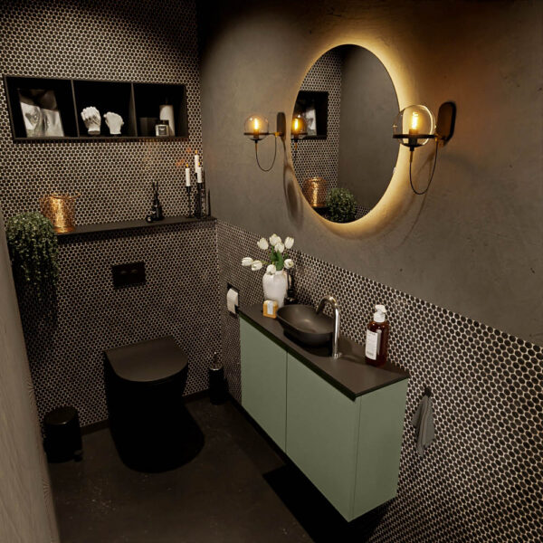 MONDIAZ FOWY toiletmeubel 80cm kleur army. Waskom positie midden kleur urban | urban. Met 1 kraangat