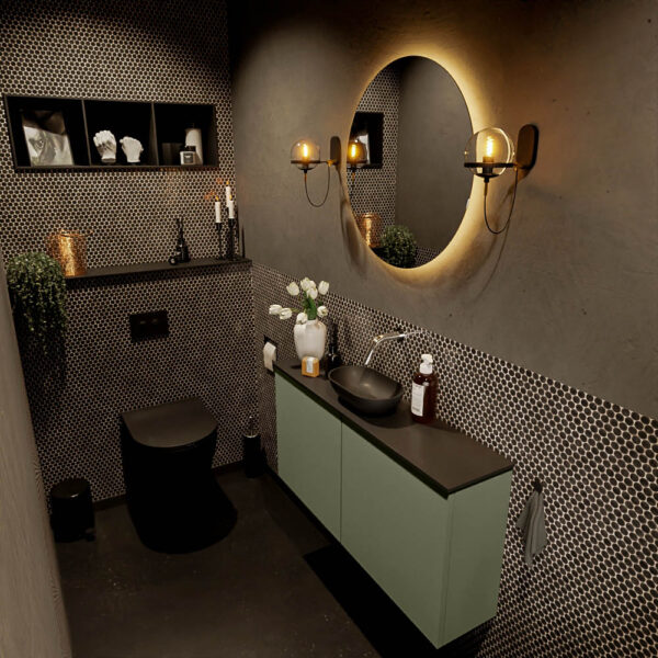 MONDIAZ FOWY toiletmeubel 100cm kleur army. Waskom positie midden kleur urban | urban. Zonder kraangat