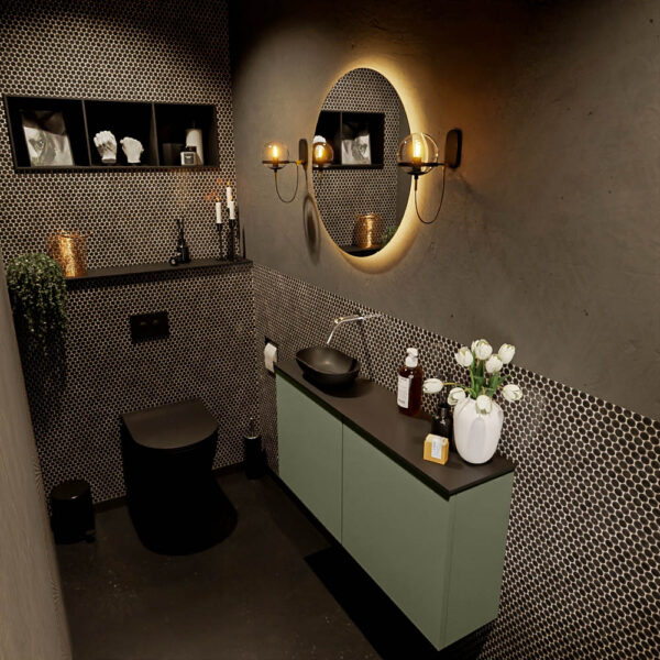 MONDIAZ FOWY toiletmeubel 100cm kleur army. Waskom positie links kleur urban | urban. Zonder kraangat