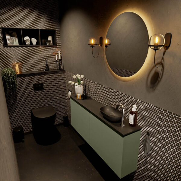 MONDIAZ FOWY toiletmeubel 120cm kleur army. Waskom positie rechts kleur urban | urban. Met 1 kraangat