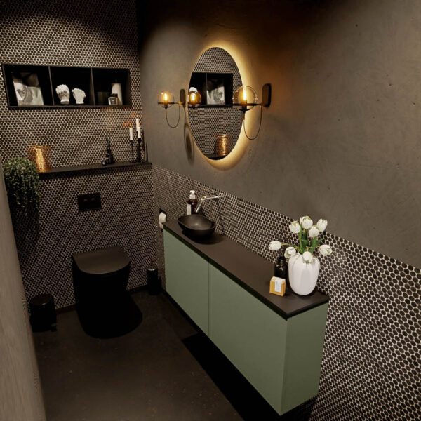 MONDIAZ FOWY toiletmeubel 120cm kleur army. Waskom positie links kleur urban | urban. Zonder kraangat
