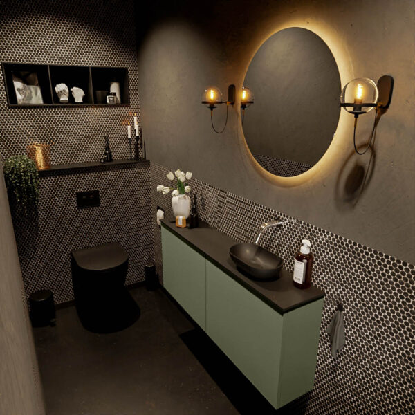 MONDIAZ FOWY toiletmeubel 120cm kleur army. Waskom positie rechts kleur urban | urban. Zonder kraangat