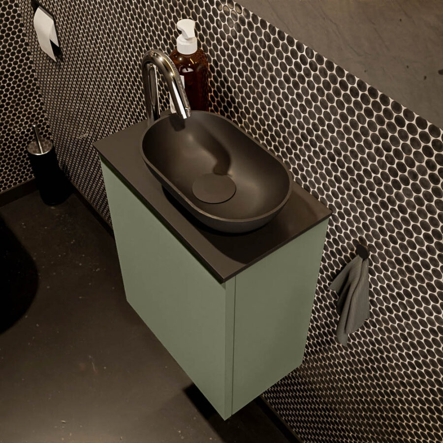 MONDIAZ FOWY toiletmeubel 40cm kleur army. Waskom positie rechts kleur urban | urban. Met 1 kraangat - Afbeelding 3