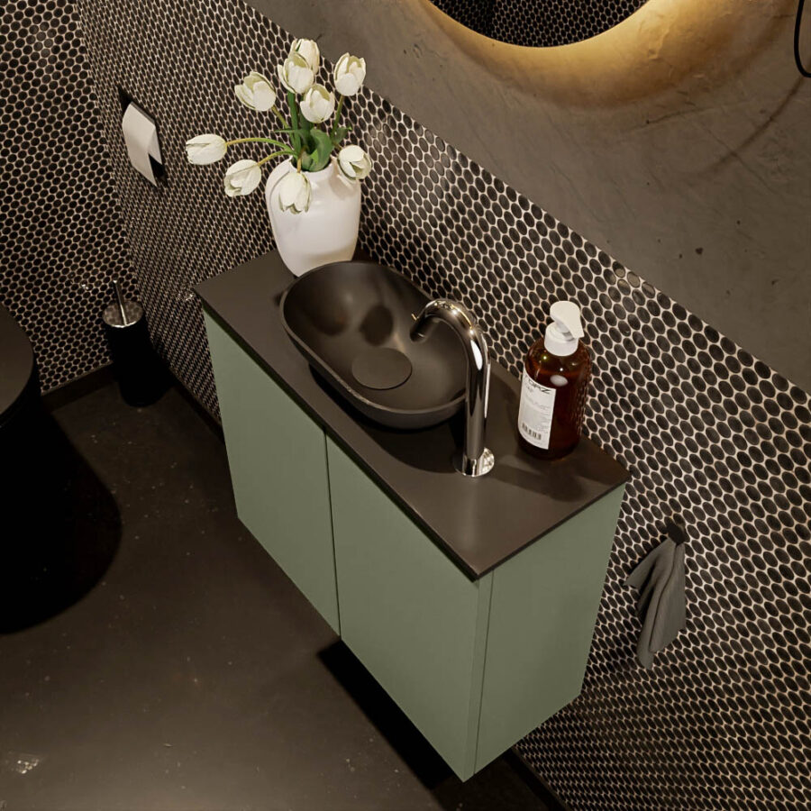 MONDIAZ FOWY toiletmeubel 60cm kleur army. Waskom positie midden kleur urban | urban. Met 1 kraangat - Afbeelding 3