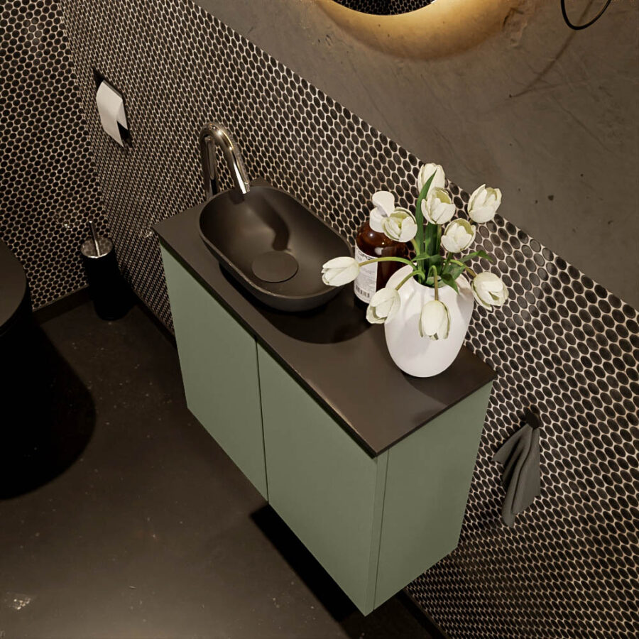MONDIAZ FOWY toiletmeubel 60cm kleur army. Waskom positie links kleur urban | urban. Met 1 kraangat - Afbeelding 3