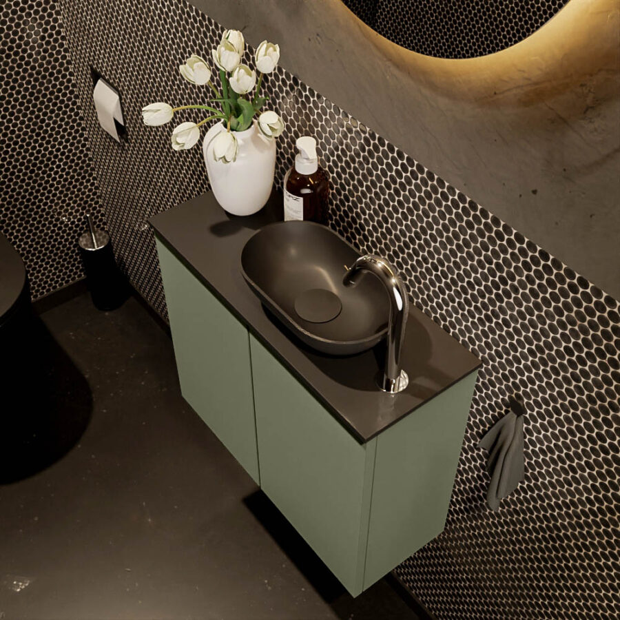 MONDIAZ FOWY toiletmeubel 60cm kleur army. Waskom positie rechts kleur urban | urban. Met 1 kraangat - Afbeelding 3