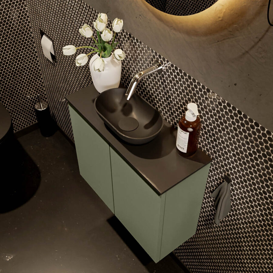 MONDIAZ FOWY toiletmeubel 60cm kleur army. Waskom positie midden kleur urban | urban. Zonder kraangat - Afbeelding 3