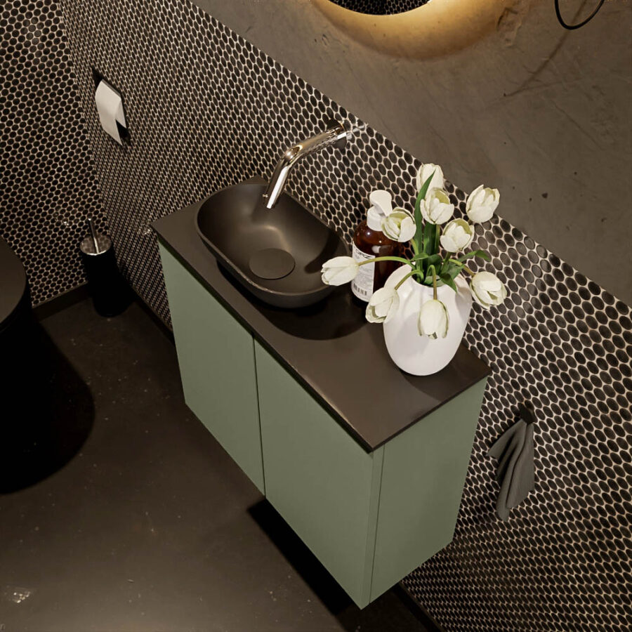 MONDIAZ FOWY toiletmeubel 60cm kleur army. Waskom positie links kleur urban | urban. Zonder kraangat - Afbeelding 3