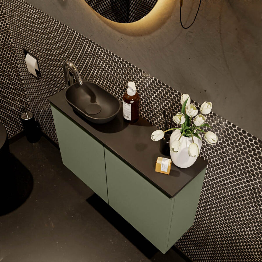 MONDIAZ FOWY toiletmeubel 80cm kleur army. Waskom positie links kleur urban | urban. Met 1 kraangat - Afbeelding 3