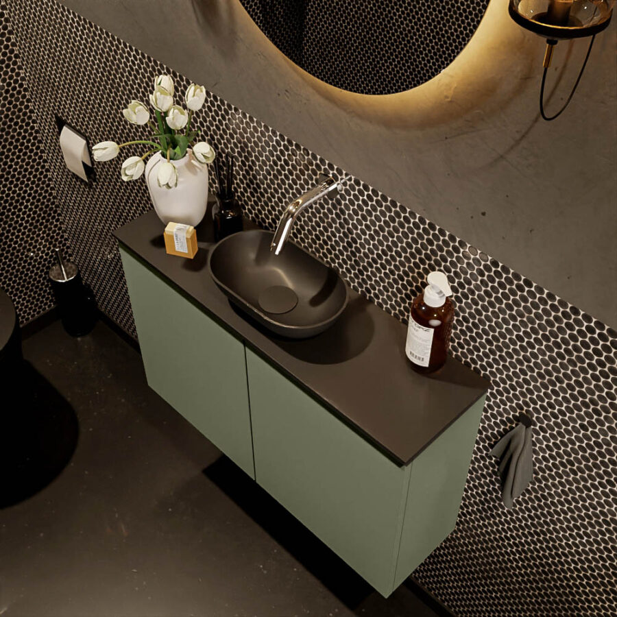MONDIAZ FOWY toiletmeubel 80cm kleur army. Waskom positie midden kleur urban | urban. Zonder kraangat - Afbeelding 3