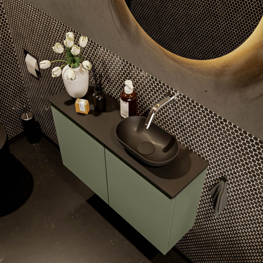 MONDIAZ FOWY toiletmeubel 80cm kleur army. Waskom positie rechts kleur urban | urban. Zonder kraangat - Afbeelding 3