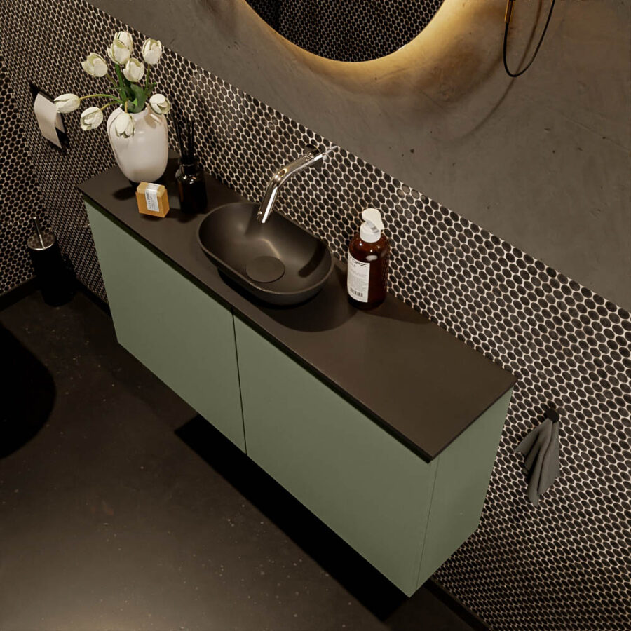 MONDIAZ FOWY toiletmeubel 100cm kleur army. Waskom positie midden kleur urban | urban. Zonder kraangat - Afbeelding 3