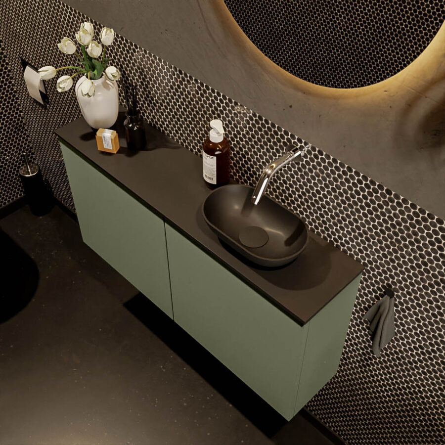 MONDIAZ FOWY toiletmeubel 100cm kleur army. Waskom positie rechts kleur urban | urban. Zonder kraangat - Afbeelding 3