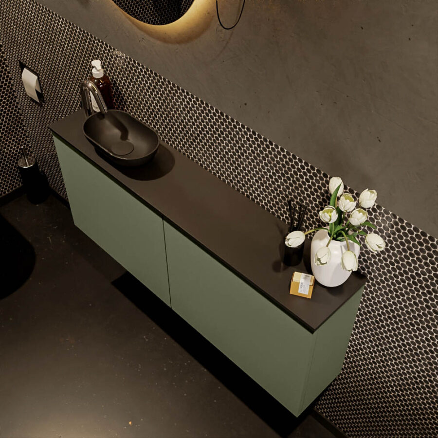 MONDIAZ FOWY toiletmeubel 120cm kleur army. Waskom positie links kleur urban | urban. Met 1 kraangat - Afbeelding 3